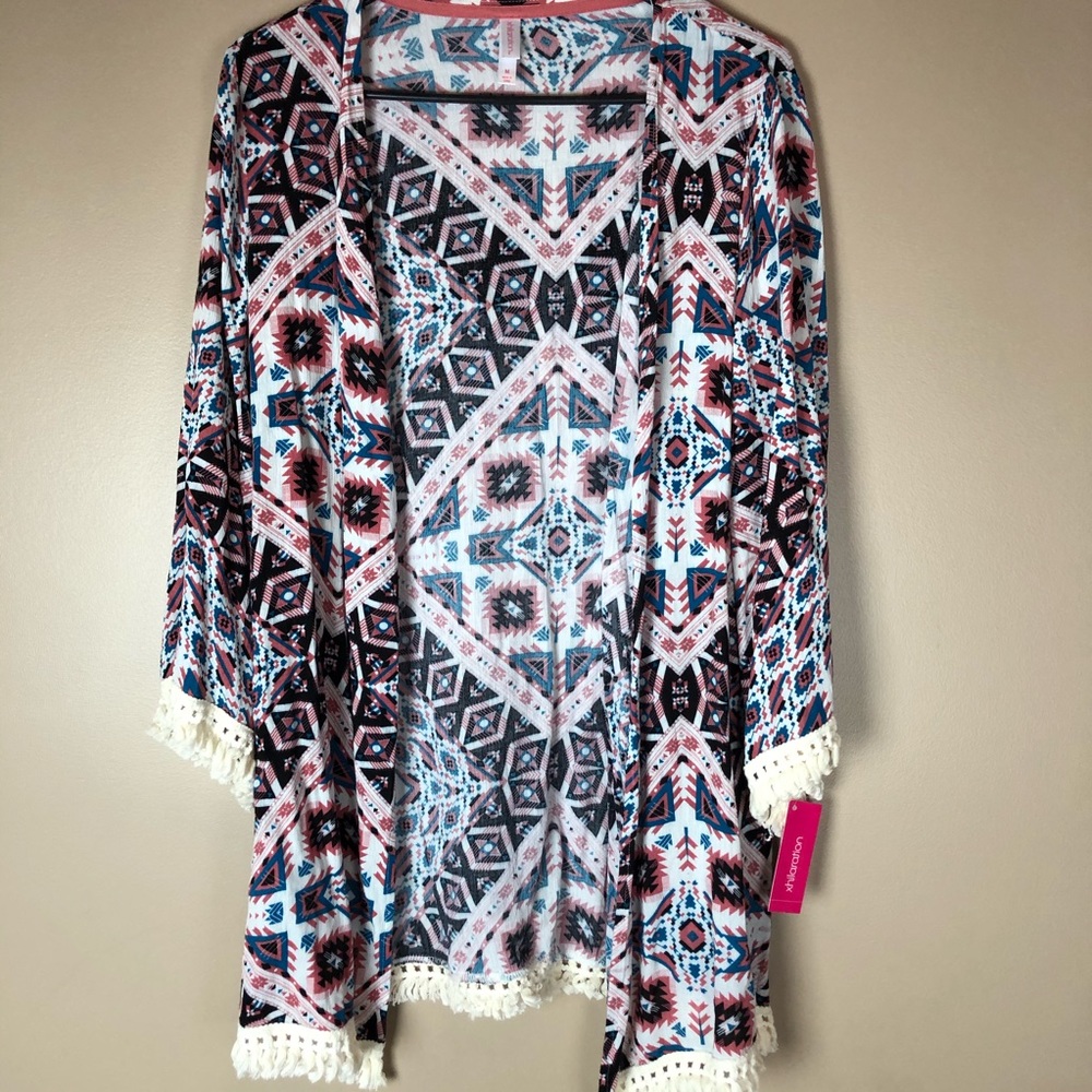 Xhilaration Target Kimono Fringe Aztec Med